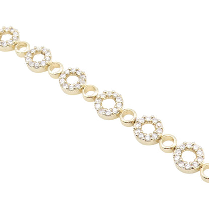 925 Sterling Silver  Shiny Topaz Open Circle Gold Plated Chain Bracelet BT8270
