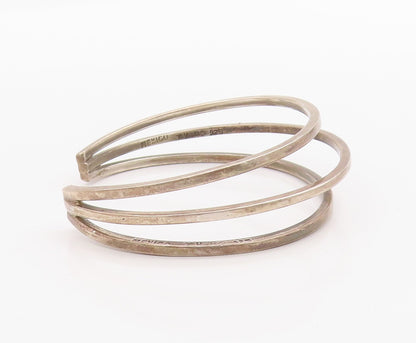 925 Sterling Silver Vintage Bracelet MEXICO Minimalist Triple Layered  BT11361