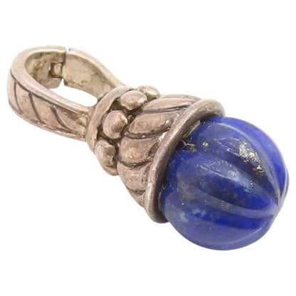 925 Sterling Silver Vintage Pendant JUDITH RIPKA Fluted Lapis Lazuli  PT26545