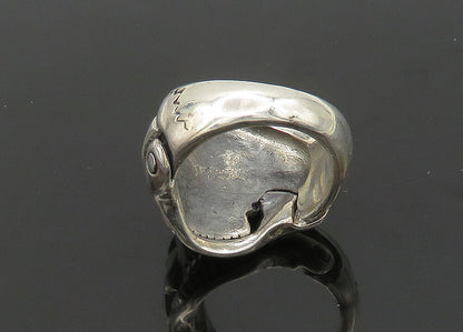 925 Sterling Silver  Vintage Shiny Skeleton Head Biker Ring Sz 9  RG22781