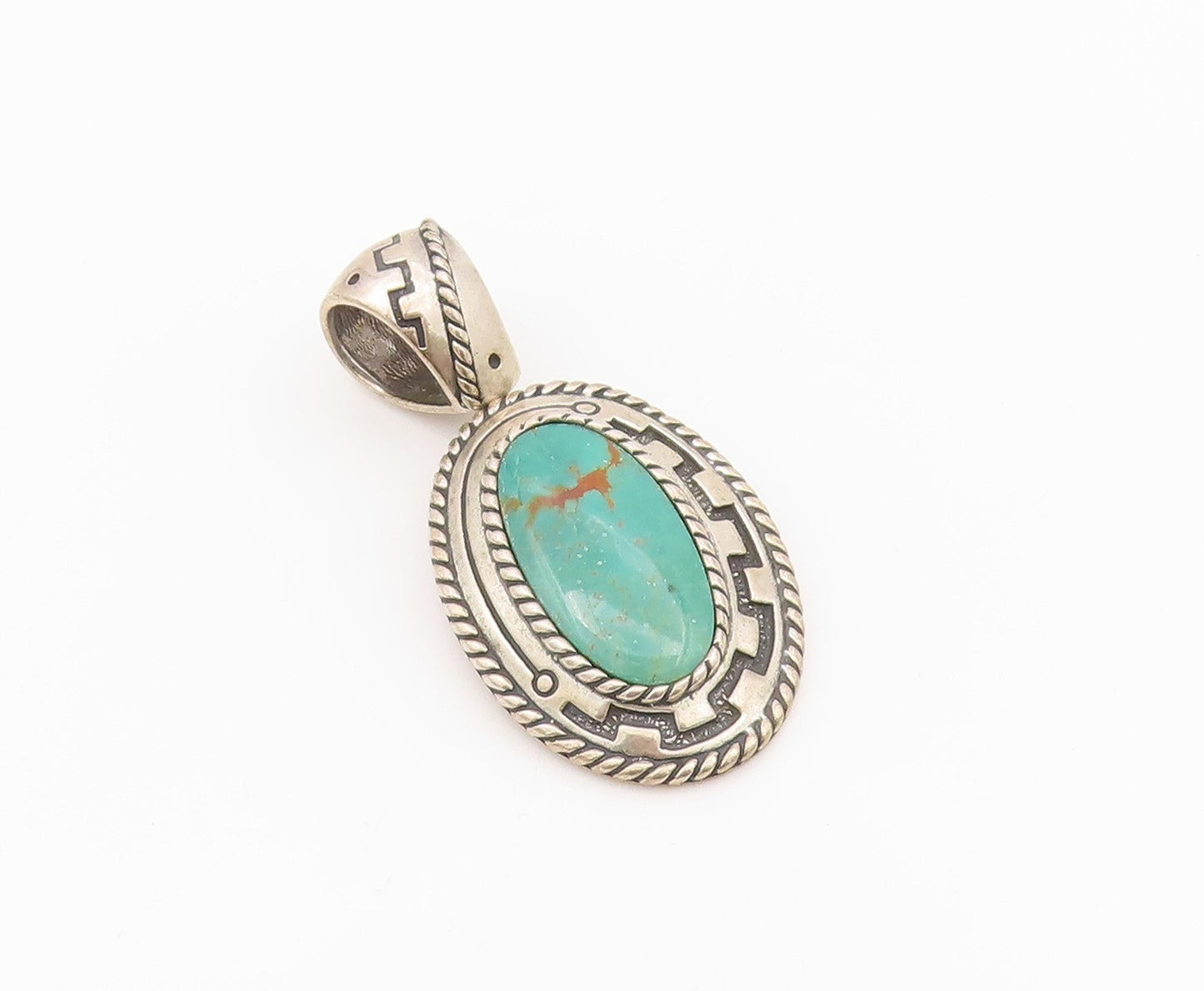 925 Sterling Silver Vintage Pendant CAROLYN POLLACK Antique Turquoise  PT24243