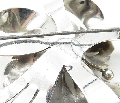 925 Sterling Silver  Vintage Polished Floral Tied Ribbon Brooch Pin  BP1447