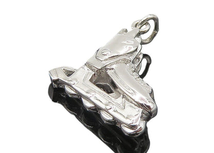 925 Sterling Silver  Vintage Shiny Rollerblade Skates Sports Pendant  PT9026