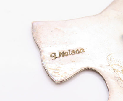 925 Sterling Silver Vintage Brooch NELSON Navajo Scottish Dog Charm  BP11758