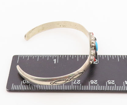 925 Sterling Silver Vintage Bracelet RICHARD BEGAY NAVAJO Multi Gemstone BT12166