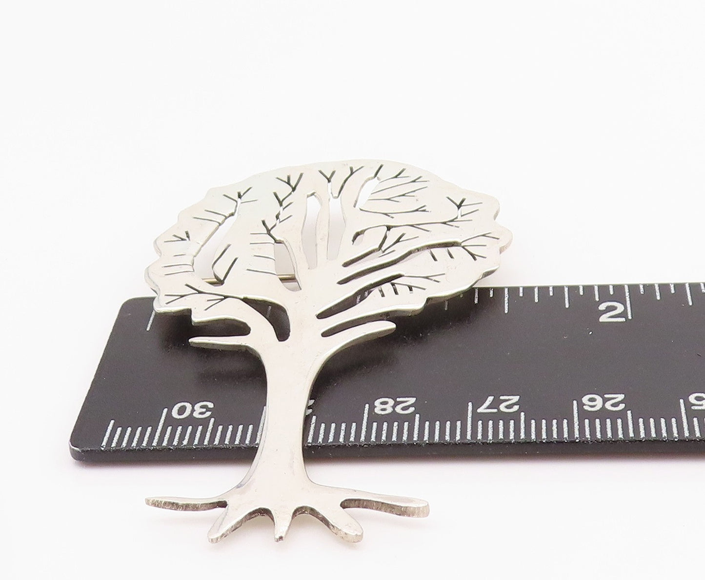 925 Sterling Silver Vintage Brooch Pin Solid Designer Cutout Tree  BP11685