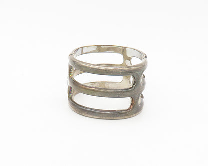 MEXICO 925 Sterling Silver  Vintage Dark Tone Hinge Bangle Bracelet  BT7138