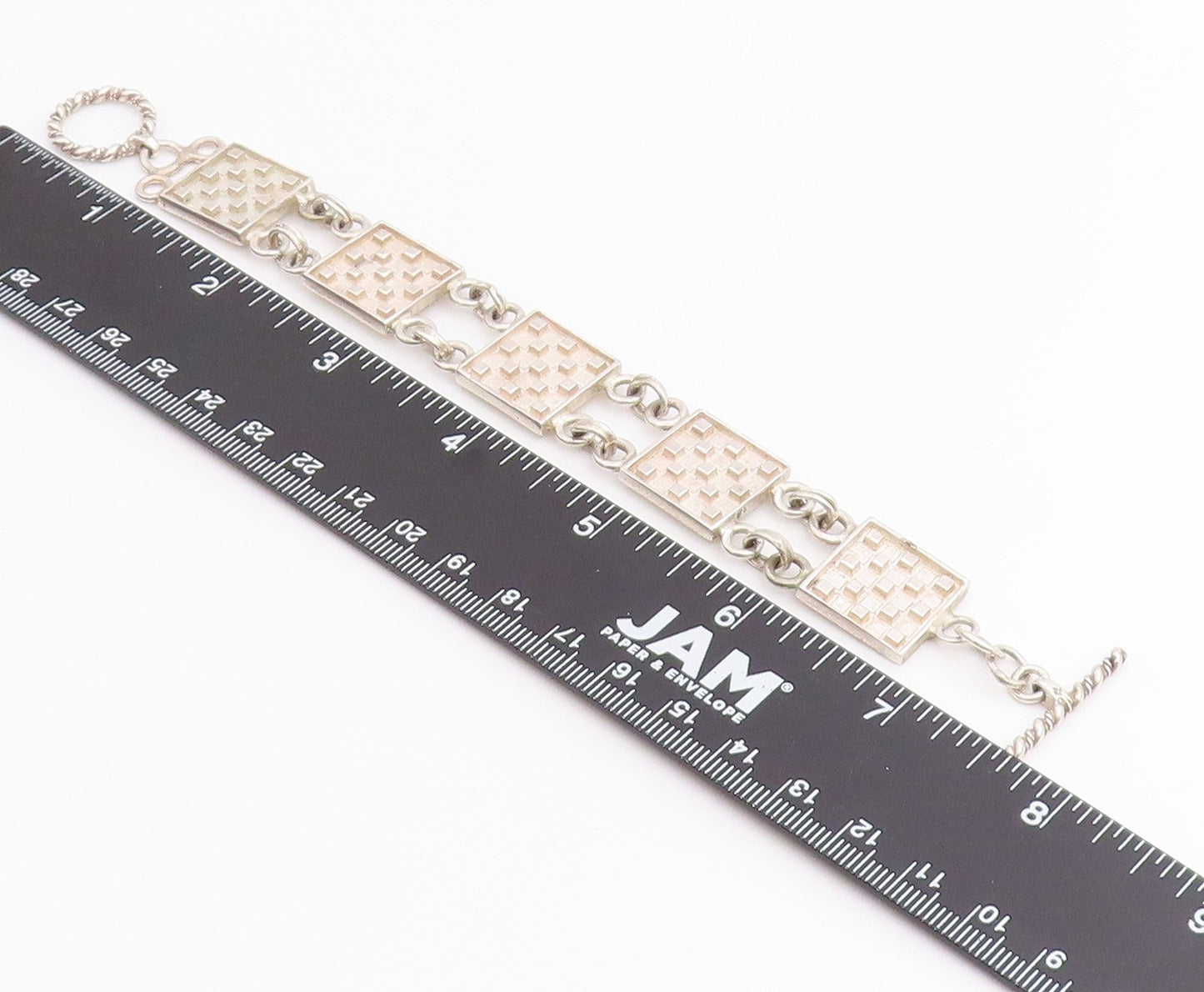 925 Sterling Silver Vintage Bracelet Modernist Geometric Square Link  BT12210