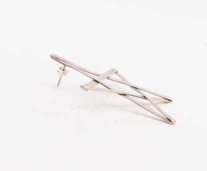 925 Sterling Silver Vintage Earrings MEXICO Solid Large Cutout Star  EG13238