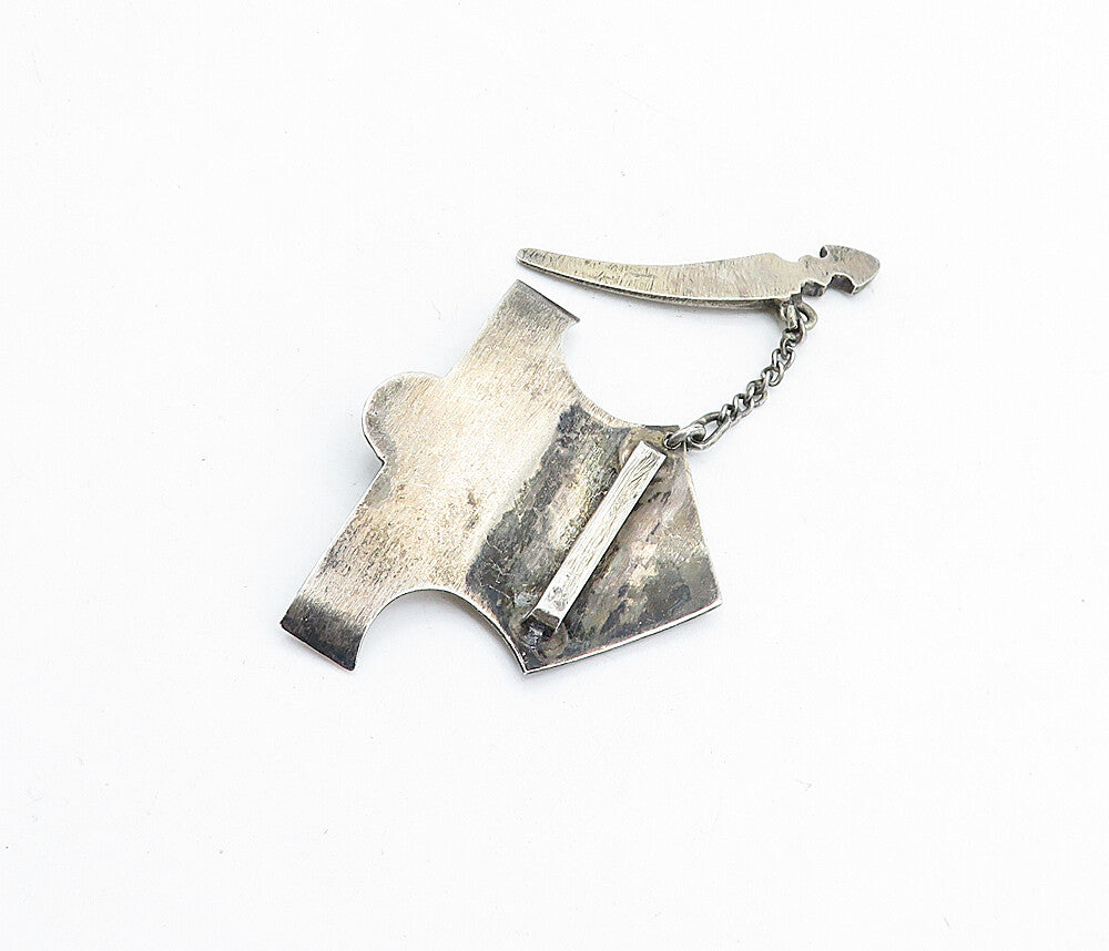 925 Sterling Silver  Vintage Antique Niello Art Dagger Buckle Piece  TR1205