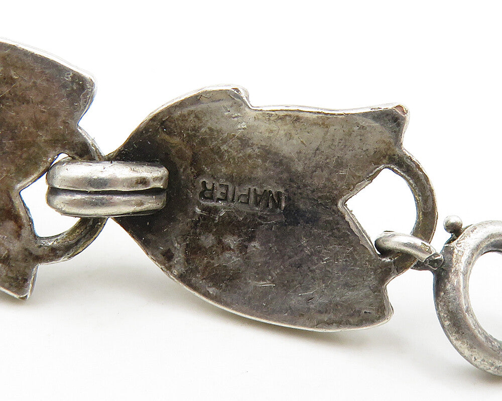 NAPIER 925 Sterling Silver  Vintage Antique Rare Floral Chain Bracelet  BT7958