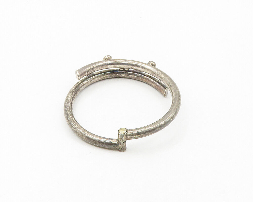 MEXICO 925 Sterling Silver  Vintage Black Onyx Bypass Bangle Bracelet  BT7140