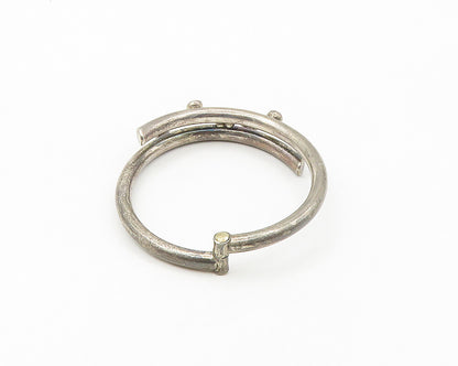 MEXICO 925 Sterling Silver  Vintage Black Onyx Bypass Bangle Bracelet  BT7140
