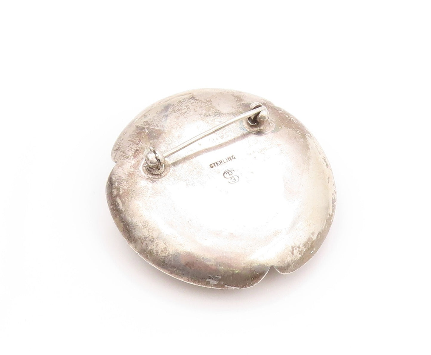 925 Sterling Silver Vintage Brooch Dark Tone European Carved Hat  BP11526
