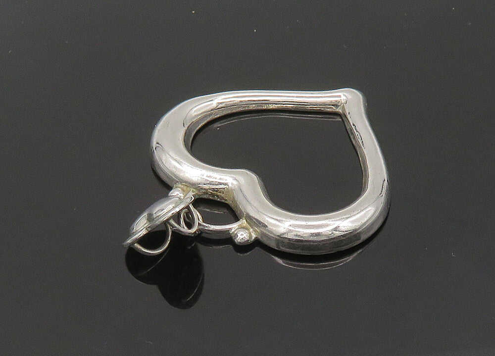 MEXICO 925 Silver  Vintage Shiny Smooth Open Love Heart Pendant  PT17029