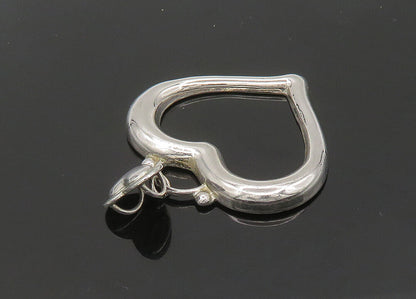 MEXICO 925 Silver  Vintage Shiny Smooth Open Love Heart Pendant  PT17029