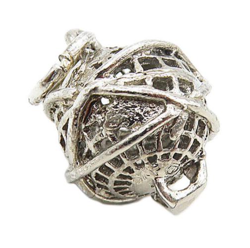 925 Sterling Silver  Vintage Petite Wrapped World Globe Drop Pendant  PT6811
