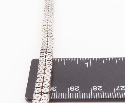 925 Sterling Silver Vintage Bracelet Floral Etched Band Black Diamonds  BT10630