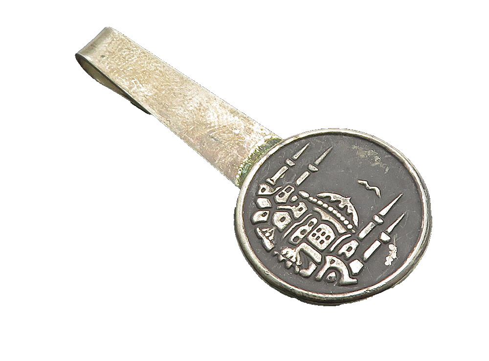 925 Sterling Silver  Vintage Antique Oxidized Taj Mahal Tie Clip  TR1297