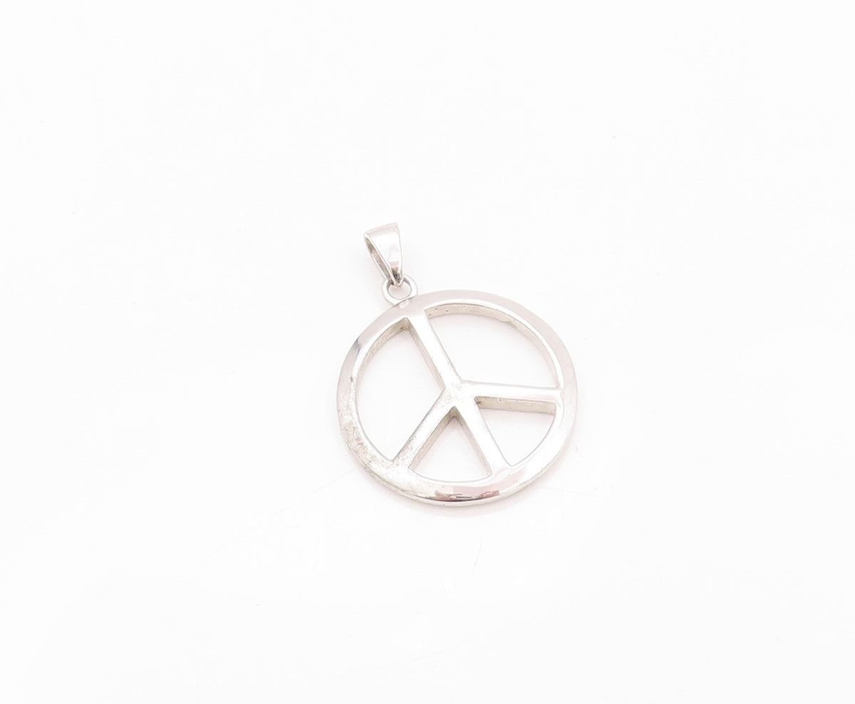 925 Sterling Silver Vintage Pendant Minimalist Peace Cutout Charm  PT24020