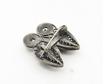 925 Sterling Silver  Vintage Antique Petite Turquoise Shoes Brooch Pin  BP3537