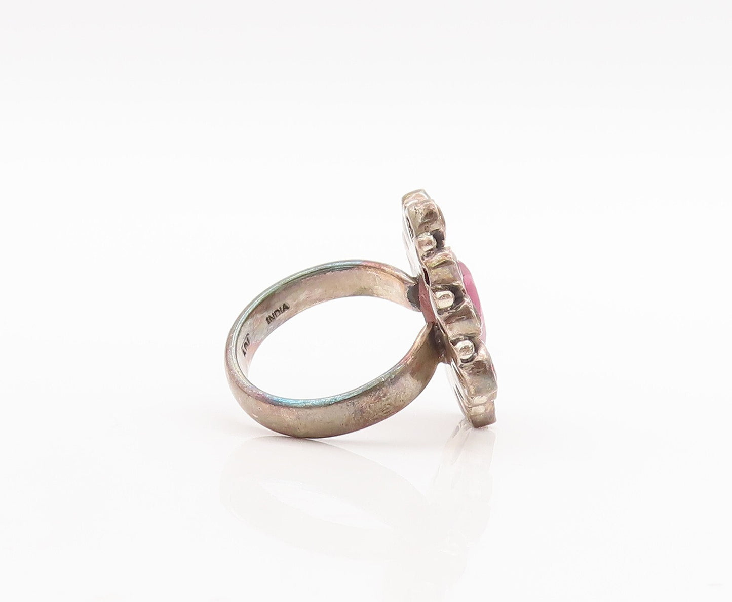 925 Sterling Silver Vintage Ring Garnet Citrine & Gemstone Flower  Sz 6  RG29282