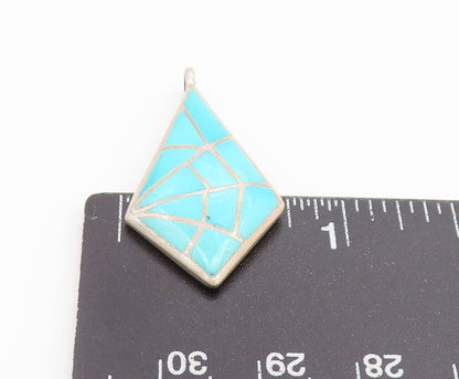 925 Sterling Silver Vintage Pendant MARCIE LORRIE NAVAJO ZUNI Turquoise  PT26612