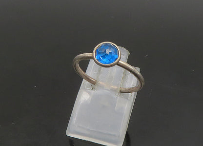 PANDORA 925 Silver  Vintage Faceted Blue Stone Thin Band Ring Sz 7 RG23595