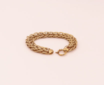 925 Sterling Silver  Vintage Gold Plated Braided Threads Bracelet  BT9801
