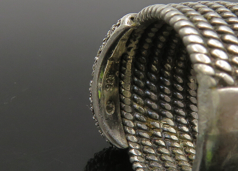 925 Sterling Silver  Vintage Genuine Diamonds Buckle Band Ring Sz 6  RG21797