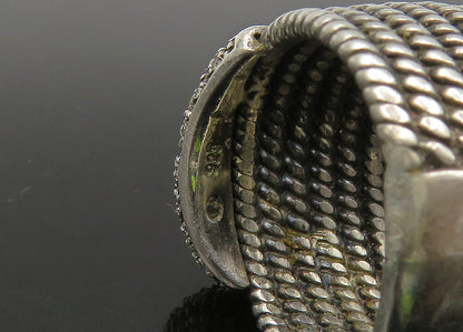 925 Sterling Silver  Vintage Genuine Diamonds Buckle Band Ring Sz 6  RG21797