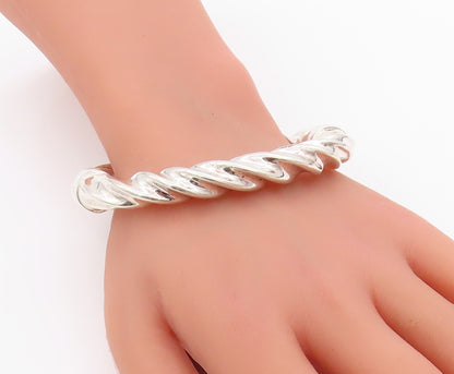 925 Sterling Silver Vintage Bracelet Modernist Intertwined Rope Bangle  BT11397