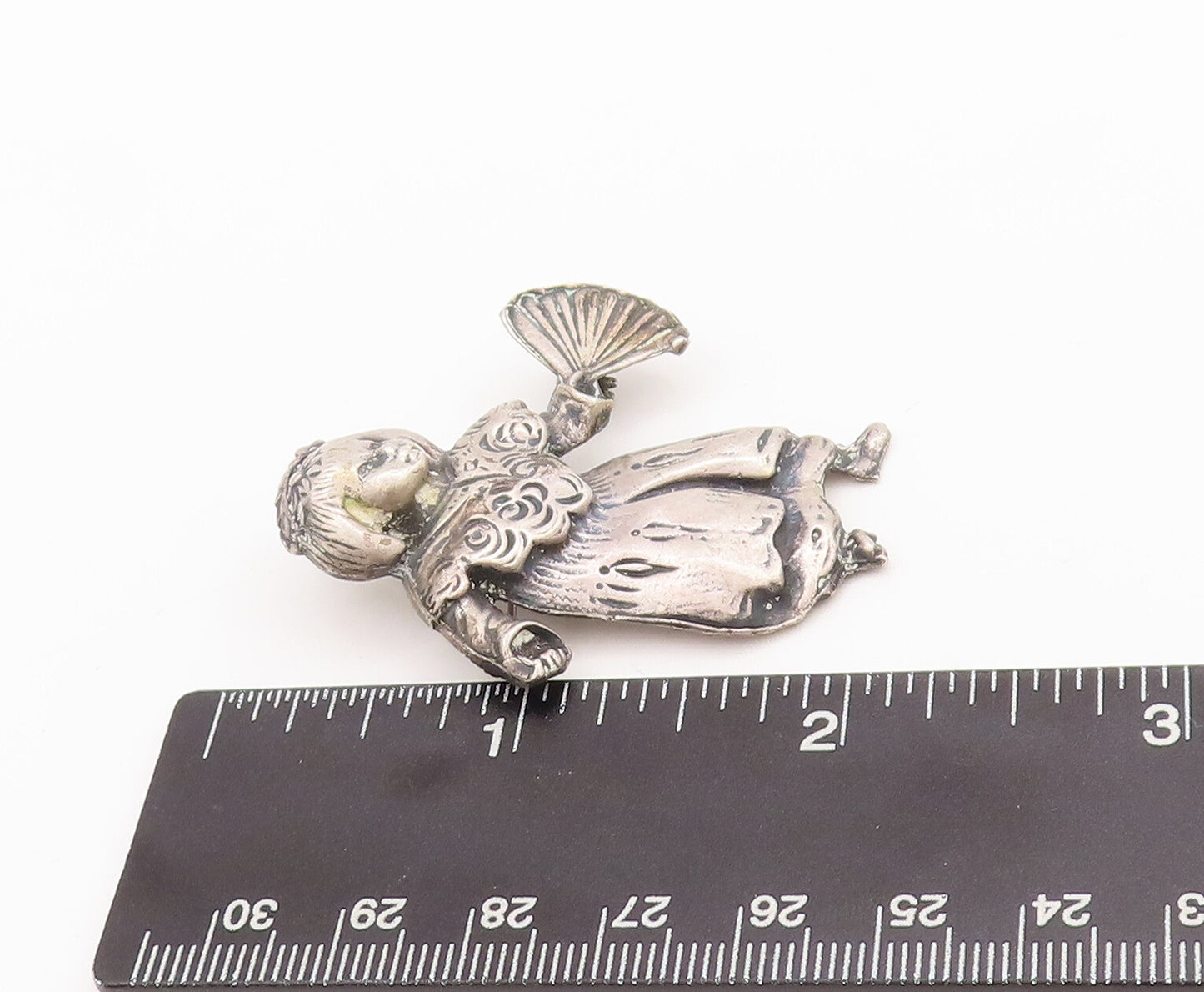 925 Sterling Silver Vintage Brooch Pin BROOKCRAFT Baby Girl With Fan  BP11065