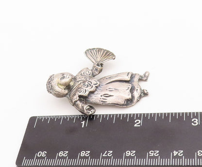 925 Sterling Silver Vintage Brooch Pin BROOKCRAFT Baby Girl With Fan  BP11065