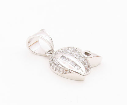 925 Sterling Silver  Shiny Cubic Zirconia Football Helmet Pendant  PT11835