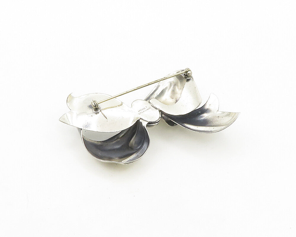 MONET 925 Sterling Silver Vintage Rare Shiny Bow Tied Ribbon Brooch Pin BP7588