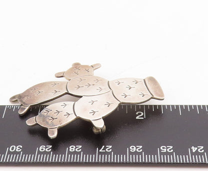 925 Sterling Silver Vintage Brooch Pin MEXICO Solid Etched Cactus  BP11463