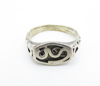 925 Sterling Silver  Vintage Antique Oxidized Swirl Band Ring Sz 7  RG6596