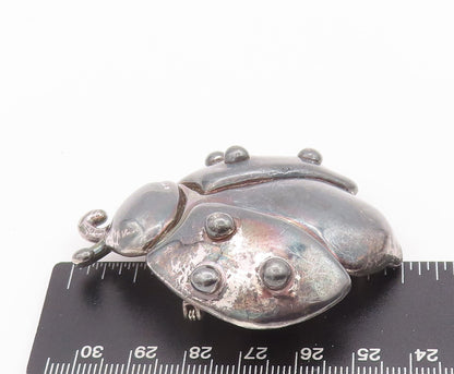 925 Sterling Silver Vintage Brooch Pin ISRAEL Carved Large Puffed Bug  BP10683