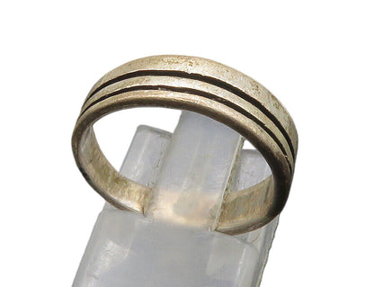 925 Sterling Silver  Vintage Ribbed Minimalist Round Band Ring Sz 6.5  RG21701