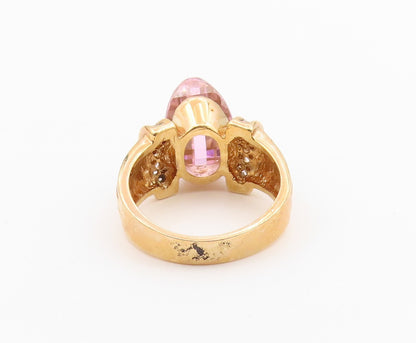 925 Sterling Silver Vintage Ring Gold Plated Faceted Topaz Band  Sz 8.5  RG36474