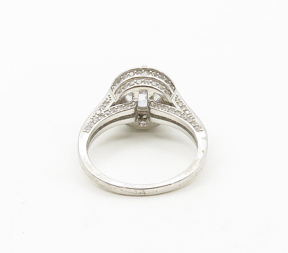 925 Sterling Silver  Sparkling Cubic Zirconia Dome Band Ring Sz 7  RG16359