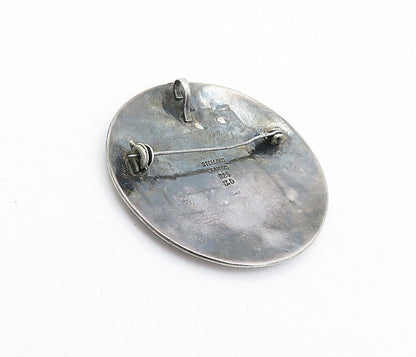 MEXICO 925 Sterling Silver  Vintage Abalone Shell Pattern Brooch Pin  BP1569