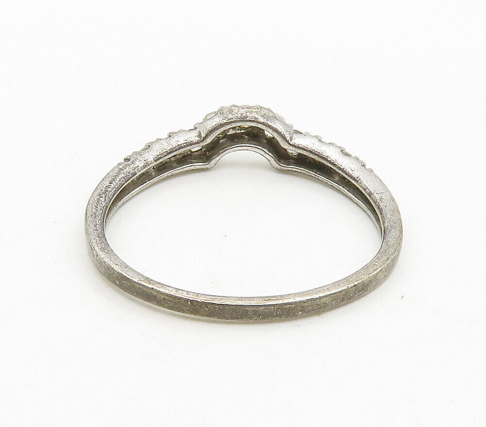 925 Sterling Silver  Vintage Prong Set Topaz Dark Tone Band Ring Sz 9  RG15709