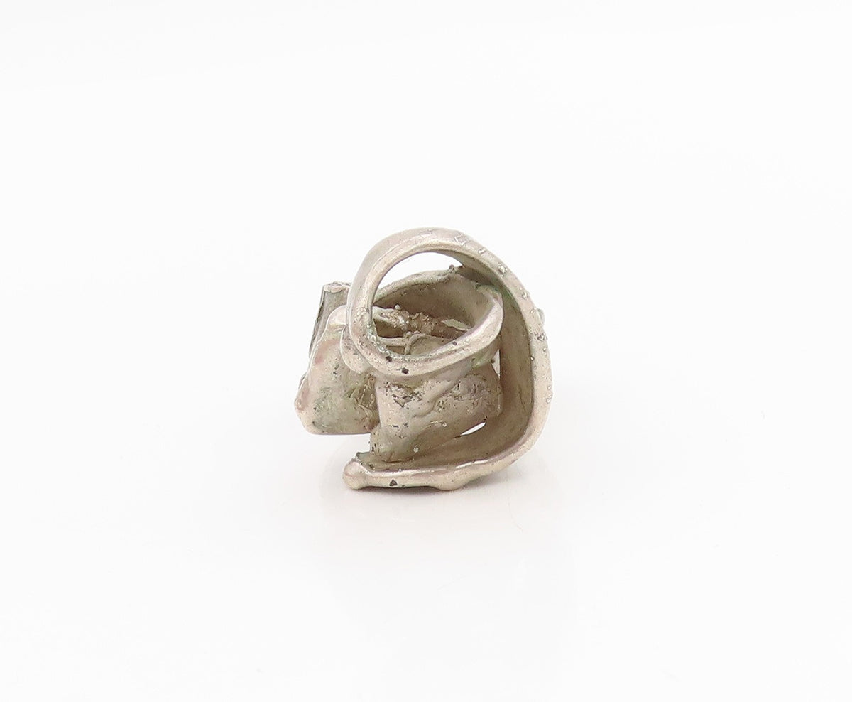 925 Sterling Silver Vintage Ring Solid Brutalist Design Band  Sz 6  RG34396