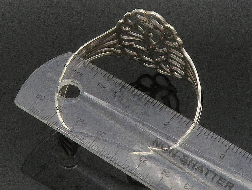 925 Sterling Silver  Vintage Tree Of Life Cutout Cuff Bracelet  BT9413