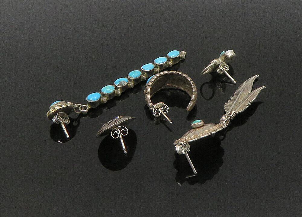 ZUNI NAVAJO 925 Silver  Vintage MultiStone Lot Single Earrings  EG11220