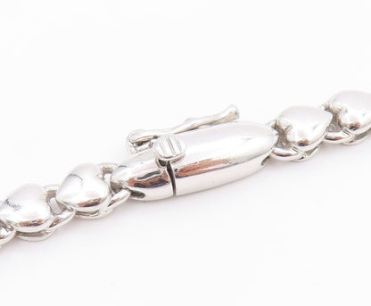 925 Sterling Silver Vintage Necklace Clustered CZ Solid Love Heart Chain  NE4658