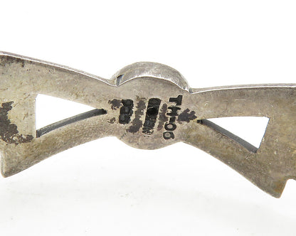 MEXICO 925 Sterling Silver  Vintage Dark Tone Bow Motif Chain Bracelet  BT7611