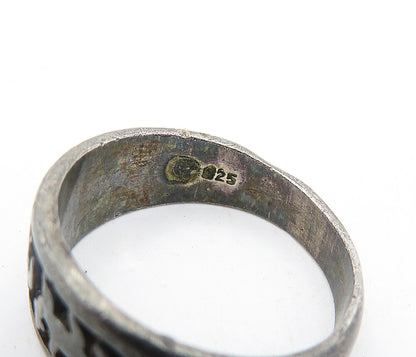 925 Sterling Silver  Vintage Antique Oxidized Lizards Band Ring Sz 7.5  RG7015